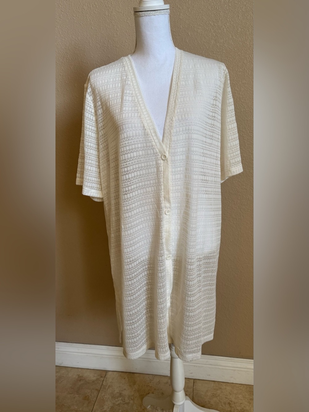 Lane Bryant Cream Short Sleeve Duster/Cover-up Size 18/20 NWT